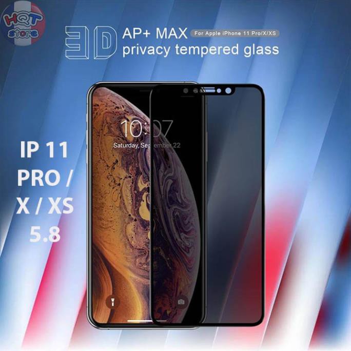 Kính cường lực chống nhìn trộm Nillkin 3D AP+ Max Iphone 11 Pro / X / XS 5.8 inch