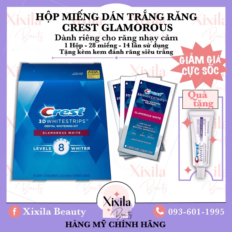 1 Hộp - Miếng dán trắng răng CREST 3D WHITE Glamorous White