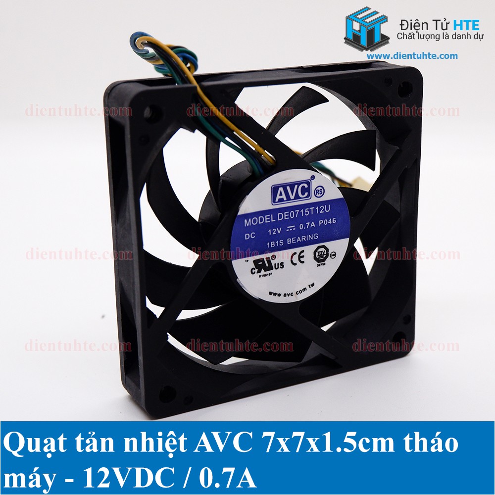 Quạt tản nhiệt AVC 7x7x1.5cm 12V 0.7A - Tháo máy [HTE Quy Nhơn CN2]