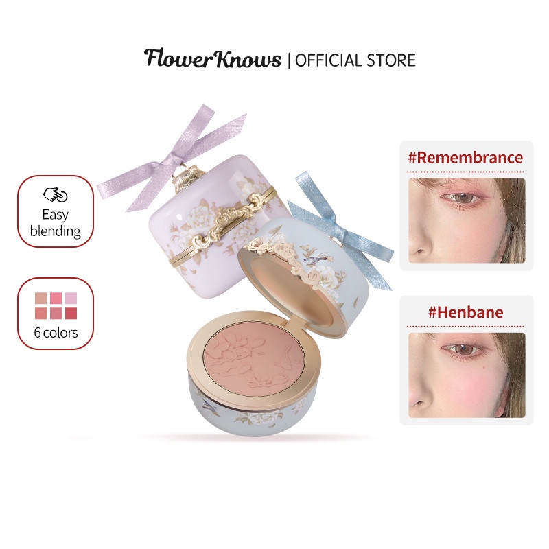 Flower Knows Phấn má hồng mềm màu xỉn lấp lánh trang điểm vẽ đẹp nữ thần 4g
