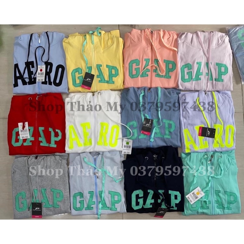 Áo Khoác Nữ Nón To Che Nắng Chữ Thêu GAP Hàng VNXK