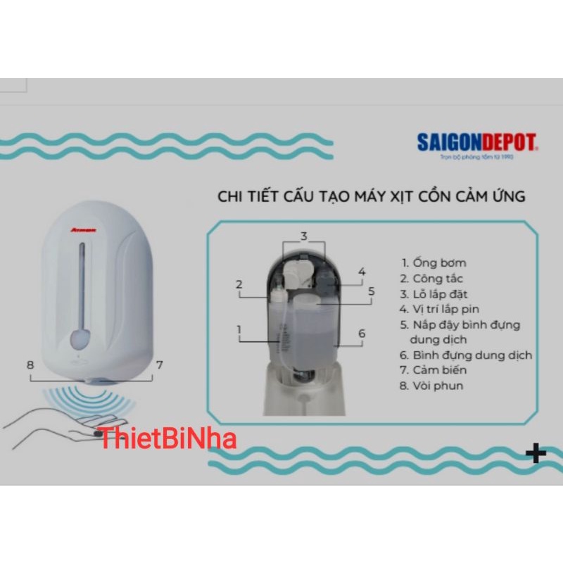 Máy xịt cồn cảm ứng tự động mini (treo tường) ATMOR – AT110&lt;br&gt;