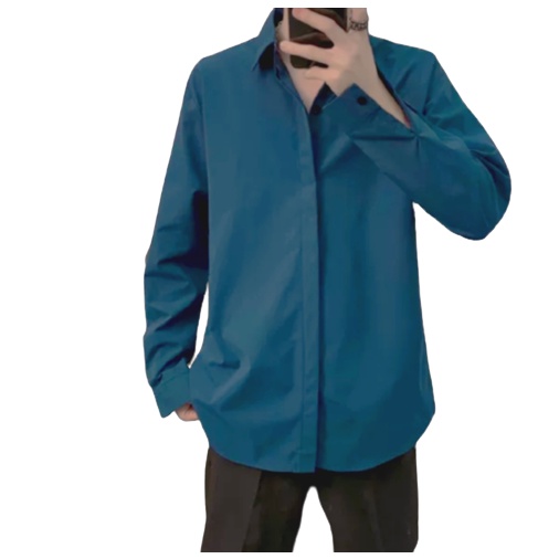 Áo sơ mi nam form rộng cổ bẻ GIẤU NÚT dài tay phong cách hàn quốc trẻ trung năng động -MRD05