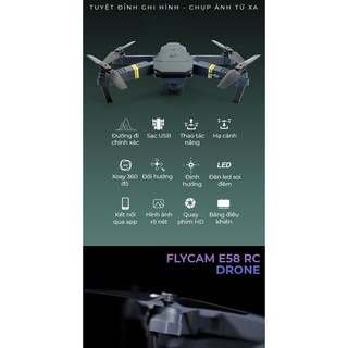 Flycam giá rẻ E59, Flycam mini, Máy bay có camera, Máy bay điều khiển từ xa, camera 4K 720P chống rung quang học