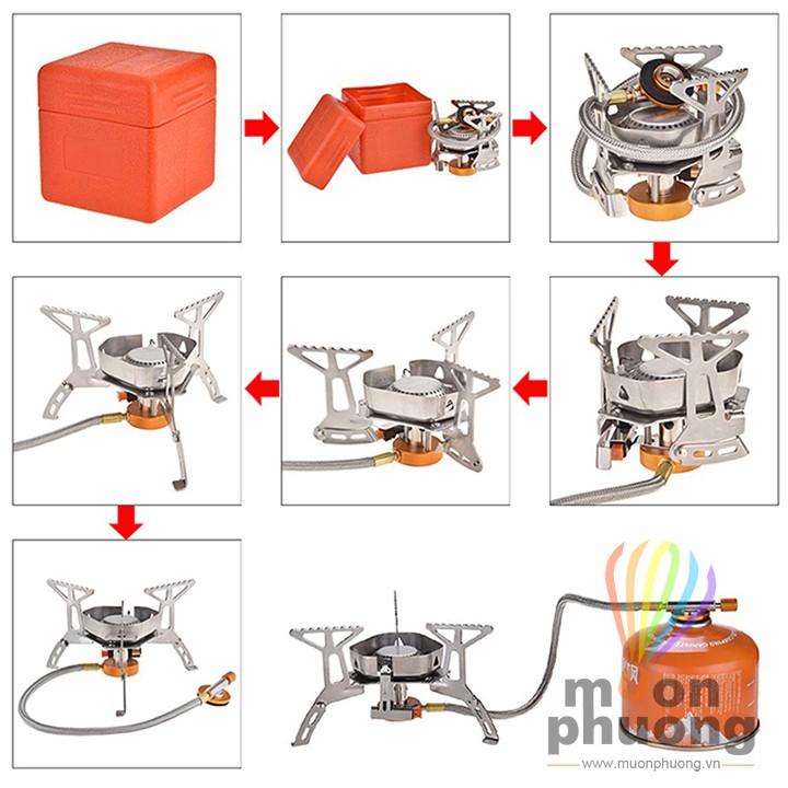 [FRSHIP 30K] Bếp ga dã ngoại chống gió kèm đầu chuyển - MUÔN PHƯƠNG SHOP