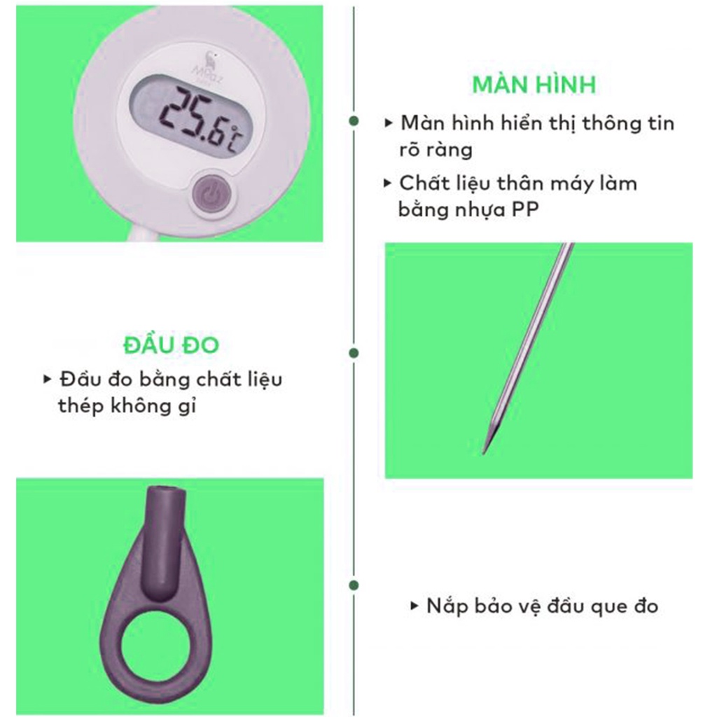 Nhiệt kế điện tử Moaz Bebe MB020 đo nước tắm, pha sữa cho bé