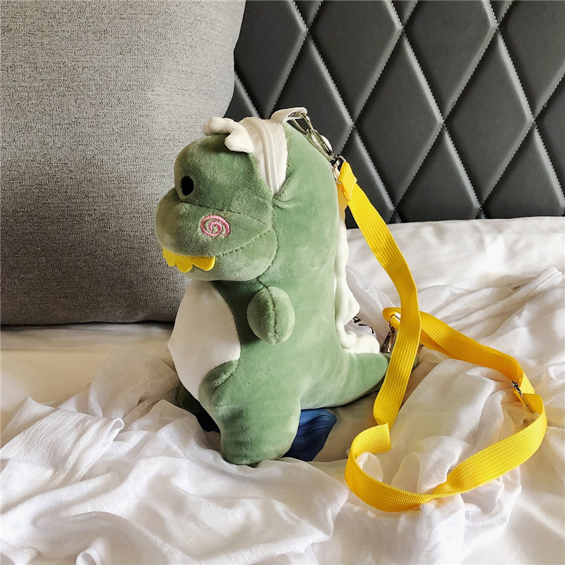 Plush bag female 2021 autumn and winter new cute dinosaur baby one-shoulder messenger bag backpack