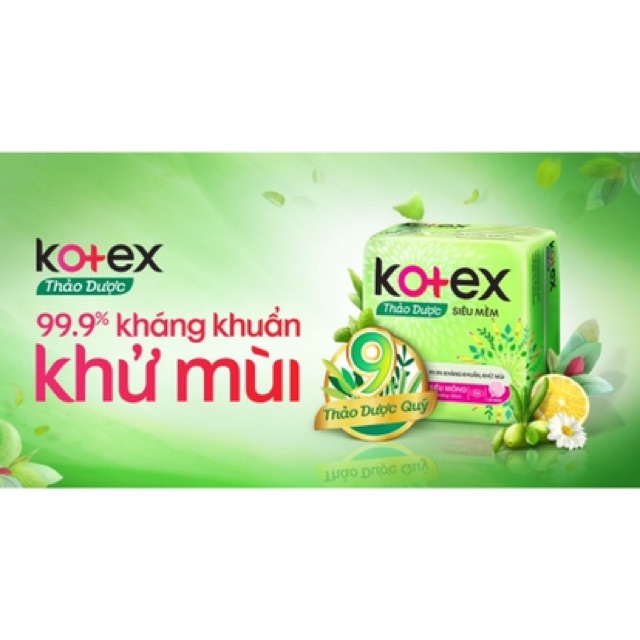 Lốc 8 gói Băng vệ sinh Kotex Thảo dược siêu mềm siêu mỏng cánh 8 miếng