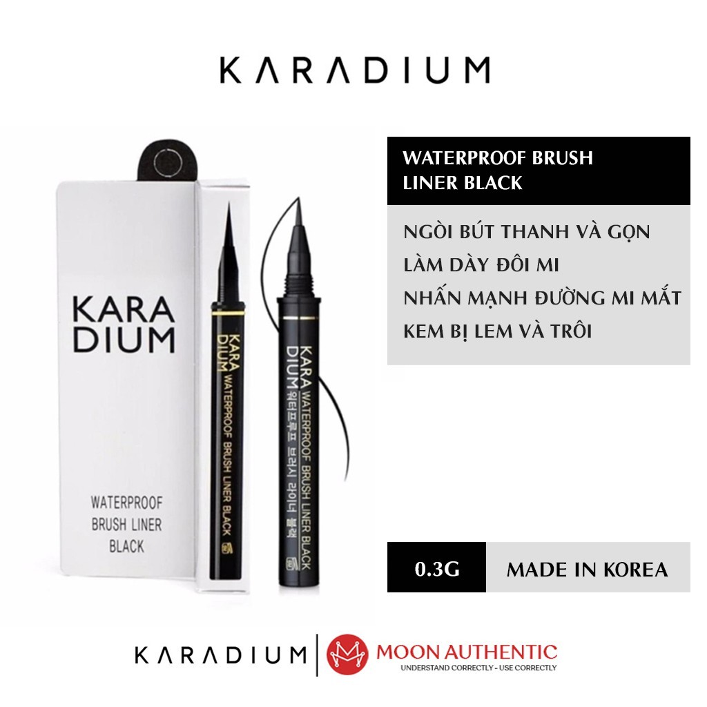 Bút dạ kẻ mắt Karadium Waterproof Brush Liner Black - Kẻ mắt chống trôi ,chống thấm nước