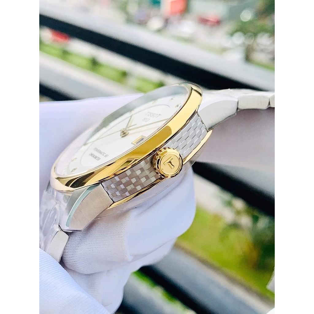 Đồng hồ nam Tissot T086.408.22.036.0.0- Máy Cơ trữ cót 80h - Đính Kim cương tự nhiên - Kính Sapphire