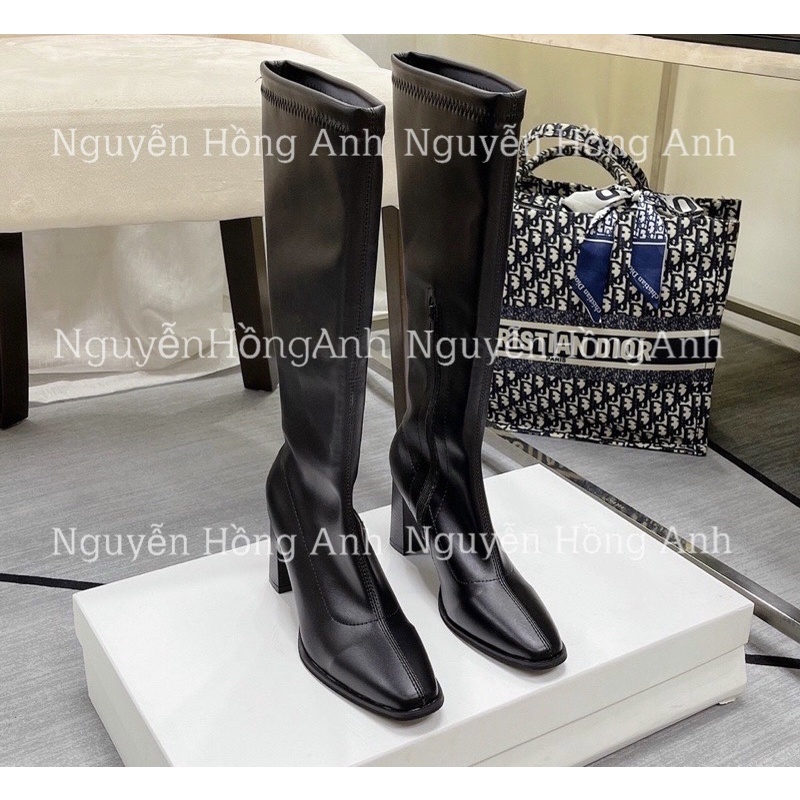 bốt gối (boot đùi) siêu ôm da lì trơn- khoá gót 7p (full hộp) mã 249