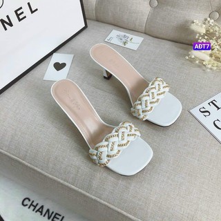 Giày cao gót nữ quai ngang thắt bính mũi vuông cao 5p