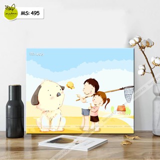 Tranh tô màu theo số hai anh em T495
