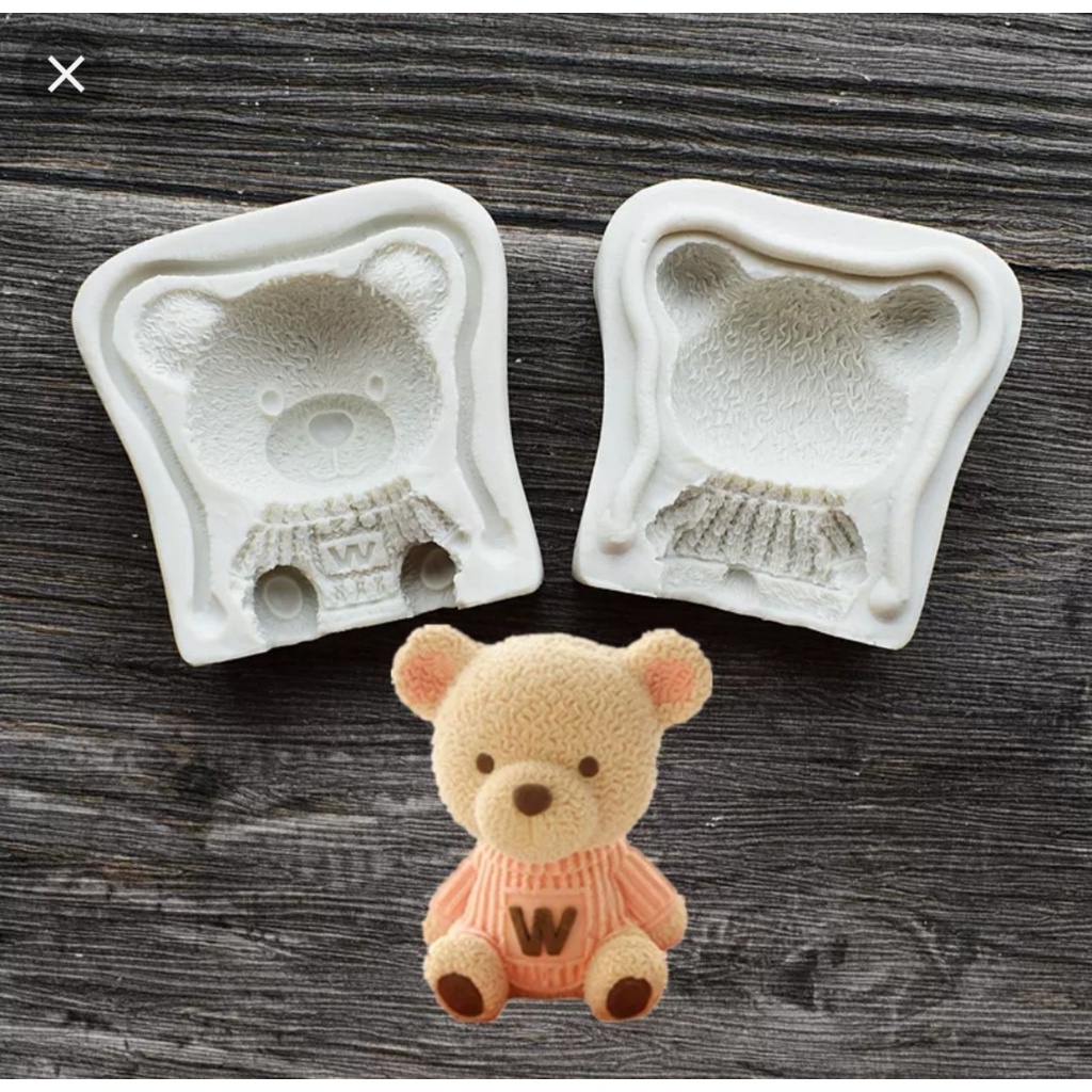 Khuôn rau câu silicon 4d : Khuôn con gấu Teddy Bear W cao 6cm