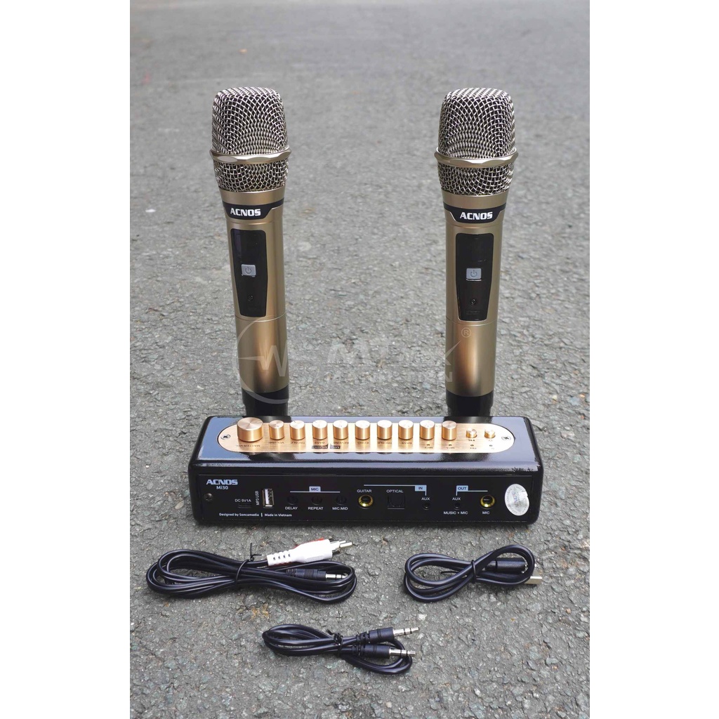 Vang số chỉnh cơ Acnos Mi30E / Mi30s - Kèm 2 micro UHF - Hàng chính hãng bảo hành 12 tháng