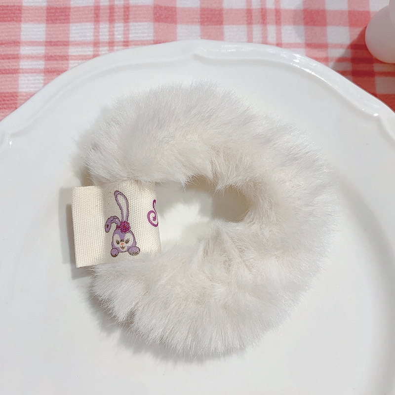 Dây cột tóc lông trắng mịn in hình ngỗ nghĩnh