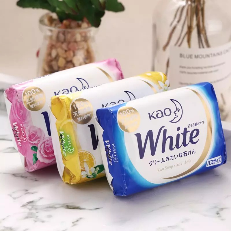 Bánh Xà Phòng Tắm, Xà Bông Dưỡng Trắng Da White KAO Hương Hoa Nhật Bản 130g - SAKUKO