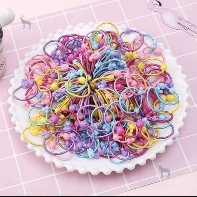 1 Gói 50 dây chun cột tóc dễ thương, cho bé