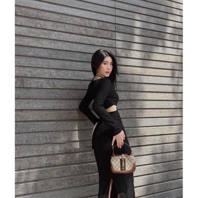 đầm yếm tay dài khoen U (7299) - CarotShop