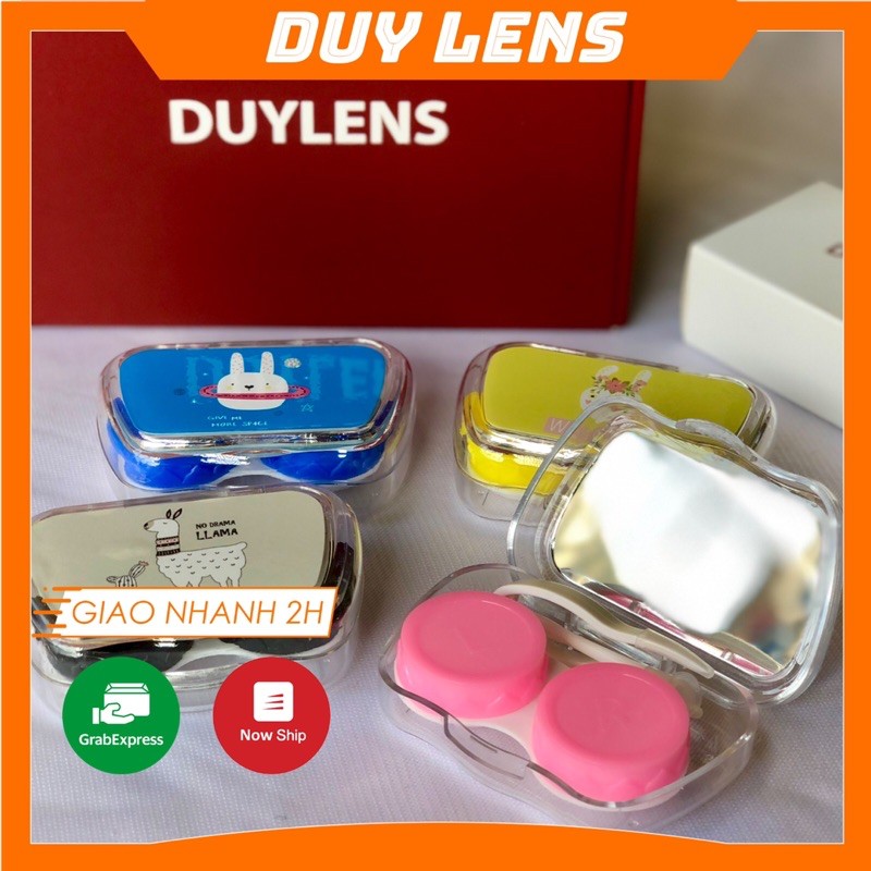 Hộp đựng lens mini có gương nhiều màu xinh xắn - Khay đơn đựng lens cute giá rẻ