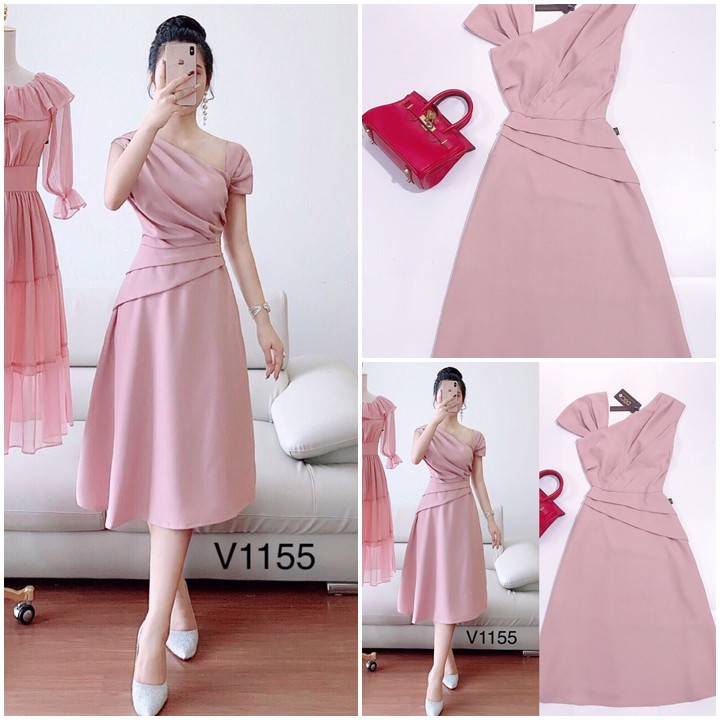 Đầm dự tiệc nhún eo tôn dáng, chất đẹp đủ size 30 đến 72kg - V1155 | BigBuy360 - bigbuy360.vn