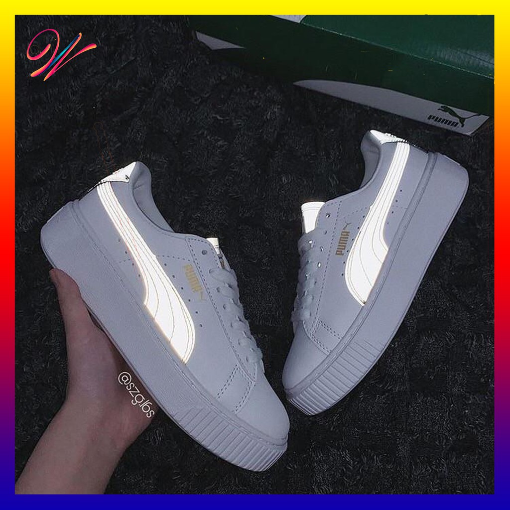 giày Puma trắng chữ vàng mới