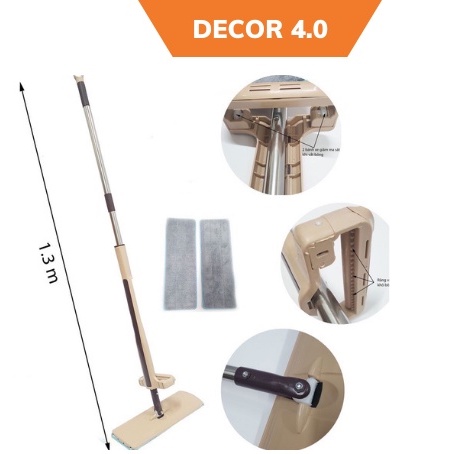 Cây lau nhà tự vắt, Cây lau nhà thông mình tiện lợi tự vắt có kèm 2 miếng lau thay thế