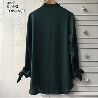 TOP364 ÁO SƠ MI VOAN LỤA TAY DÀI THẮT NƠ