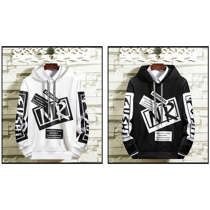 Áo khoác Hoodie Nam Nữ phối chữ NR phong cách Hàn Quốc New Ten05 | BigBuy360 - bigbuy360.vn