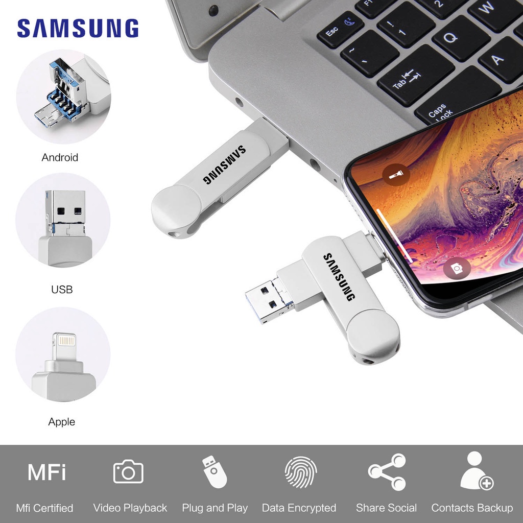 Usb Otg 256gb 3 Trong 1 Cho Điện Thoại / Máy Tính