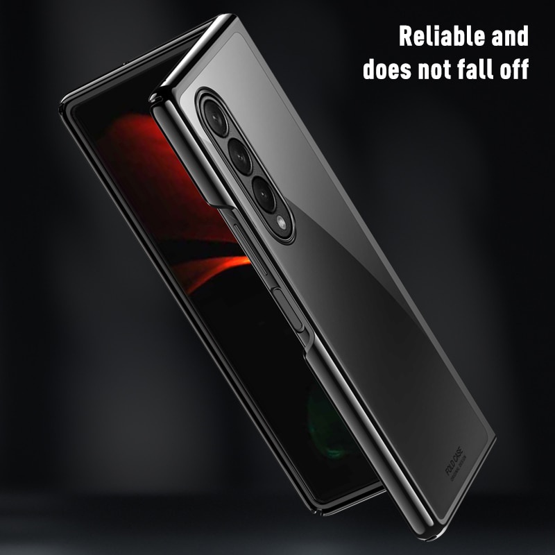 Ốp điện thoại PC cứng trong suốt mạ viền cho Samsung Galaxy Z Fold 3 5g