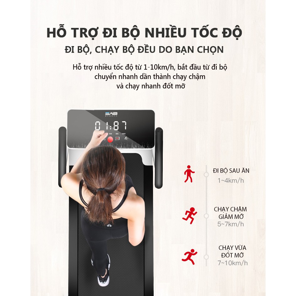 💥🏃🏻‍♂️HÀNG LOẠI 1💥 Máy chạy bộ tại nhà SAIB S1, có thể gấp gọn thuận tiện, yên tĩnh chống xóc chống rung, tiết kiệm điện