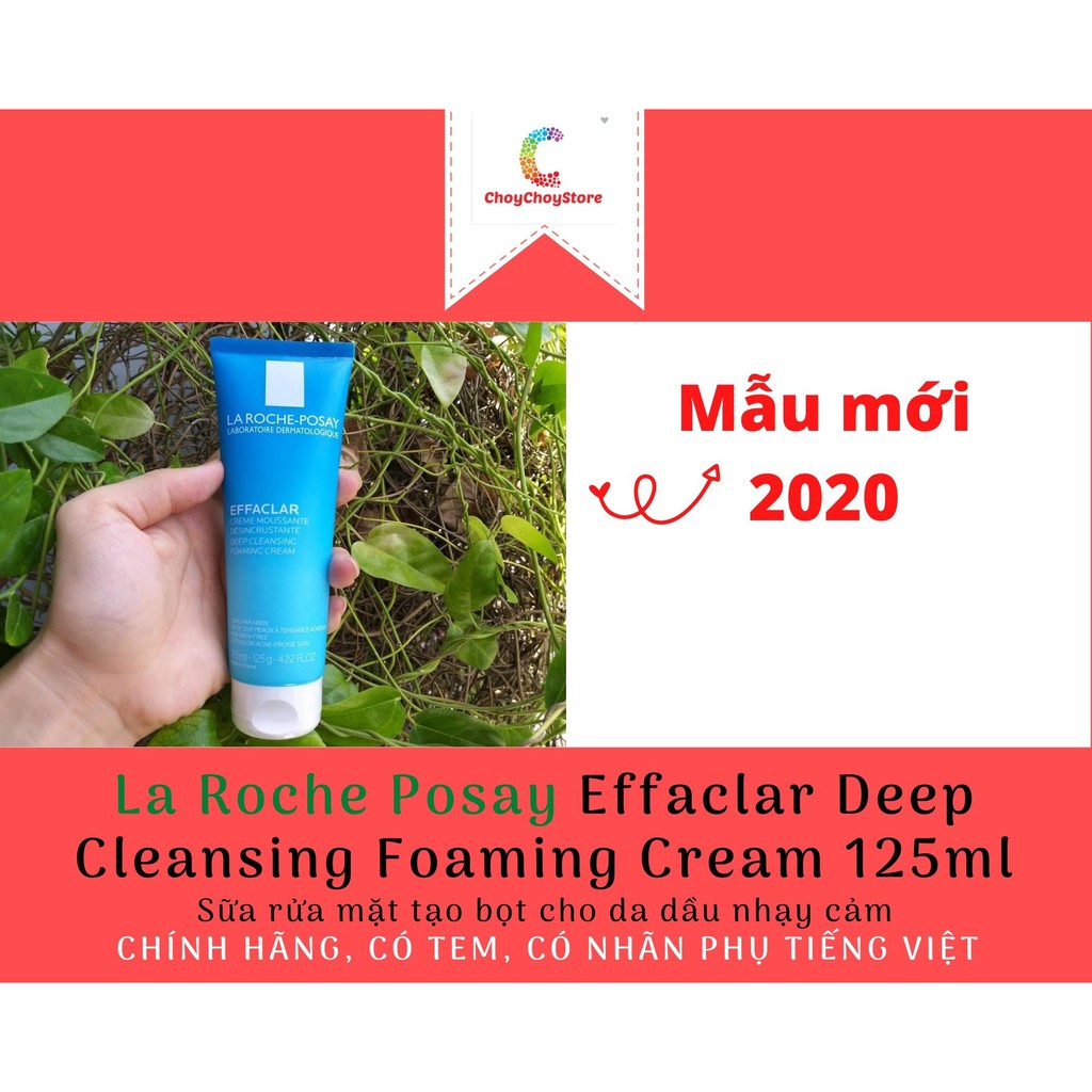 [TEM CTY] Sữa rửa mặt La Roche Posay Effaclar Deep Cleansing Foaming Cream 125mL -  tạo bọt cho da dầu nhạy cảm