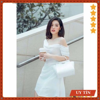 [HÀNG CAO CẤP] Đầm dự tiệc lệch vai trắng sang trọng quý phái [KÈM ẢNH THẬT]