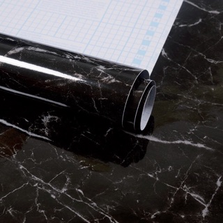 5m Decal tráng nhôm chống thấm chịu nhiệt đá đen Vân trắng, keo sẵn, khổ rộng 60cm