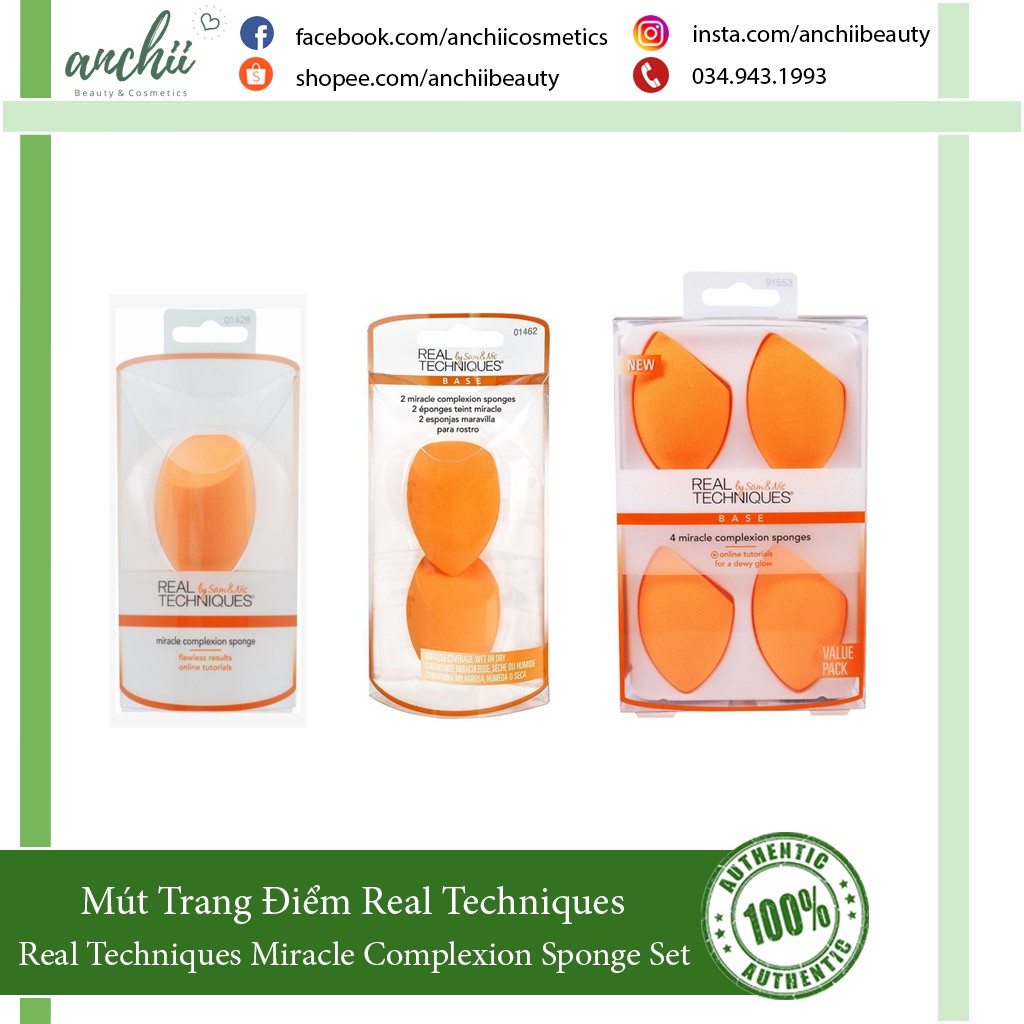 [TOP 1 UY TÍN] Set Mút Trang Điểm Real Techniques Miracle Complexion Sponge