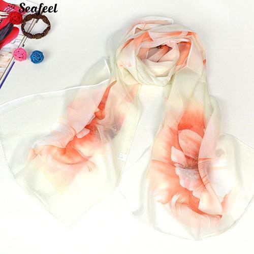 Khăn choàng cổ chiffon mỏng in hoa thời trang cho nữ