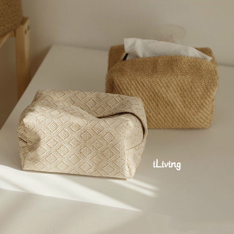 Túi Đựng Khăn Giấy Bằng Vải Cotton Lanh Thiết Kế Đơn Giản Phong Cách Nhật Bản