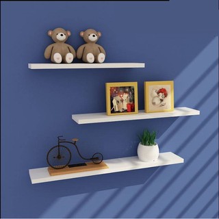 Combo 3 thanh kệ trang trí gỗ 60x12x1.8cm - TRẮNG