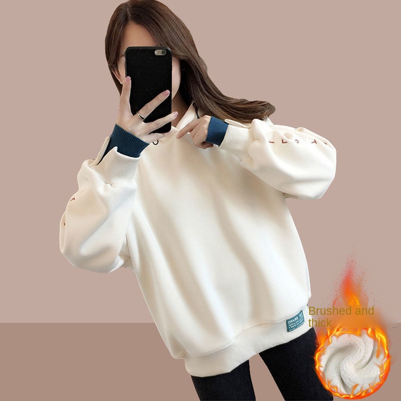 Áo hoodie dáng rộng thiết kế thời trang mùa thu đông phong cách Hàn Quốc cho nữ