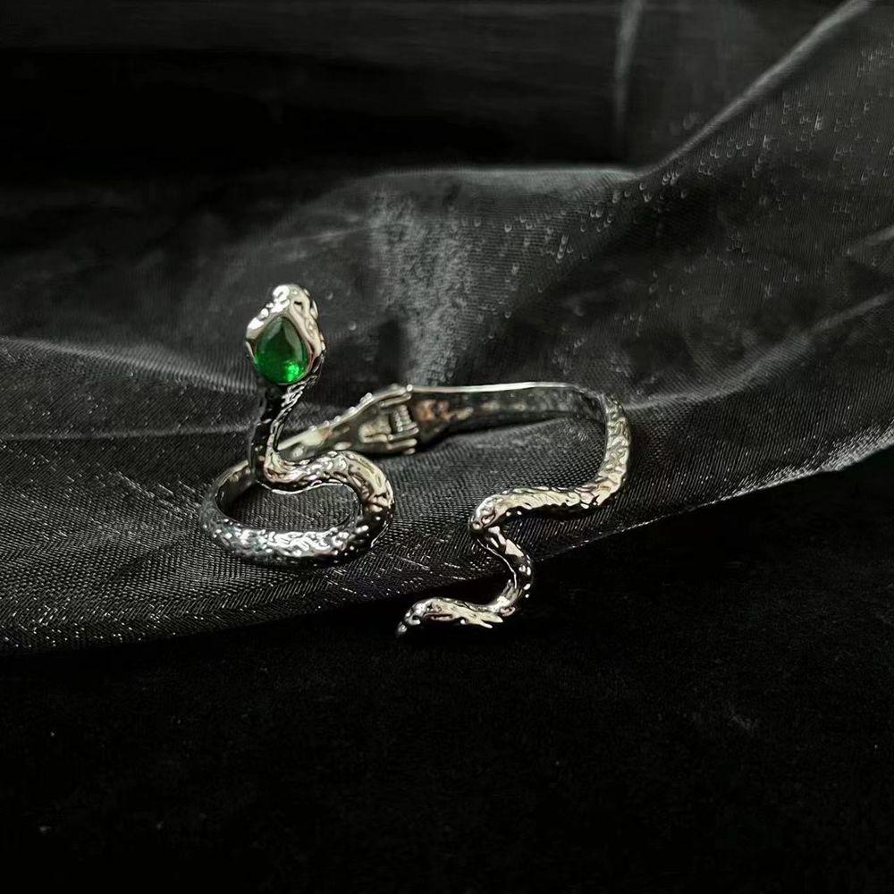 Vòng Tay Hở 2 Lớp Màu Xanh Lá Bằng Kim Loại Tùy Chỉnh Phong Cách Punk Hàn Quốc Cho Nữ