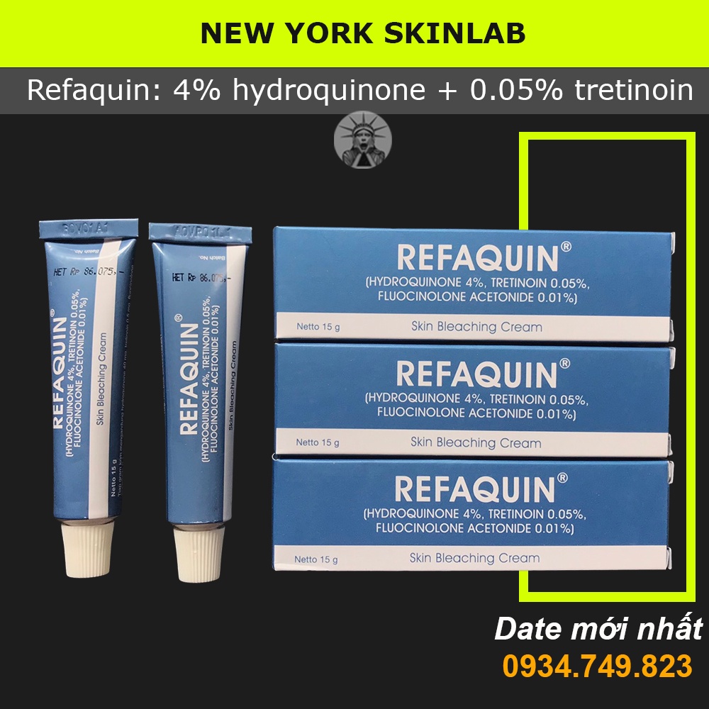 Kem Refaquin cream (15g), hết nám, giảm mờ thâm nám, dưỡng trắng và làm sáng da - 4% hydroquinone và 0.05% tretinoin