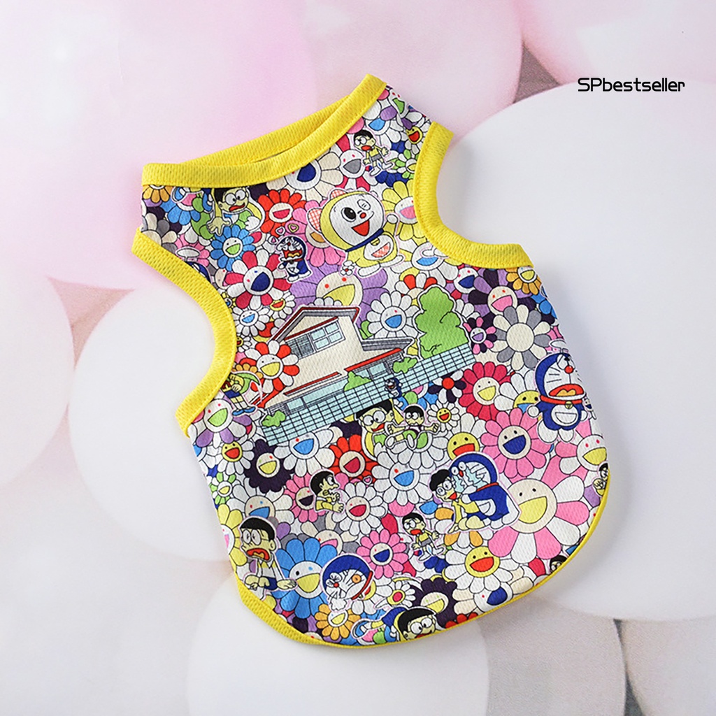 Áo thun cổ tròn in họa tiết hoạt hình dành cho thú cưng