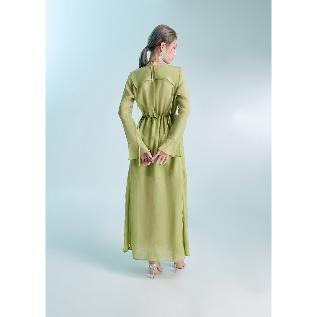 ĐẦM RONG NHO chất linen tơ dáng rộng, có thể tự điều chỉnh kích thước eo