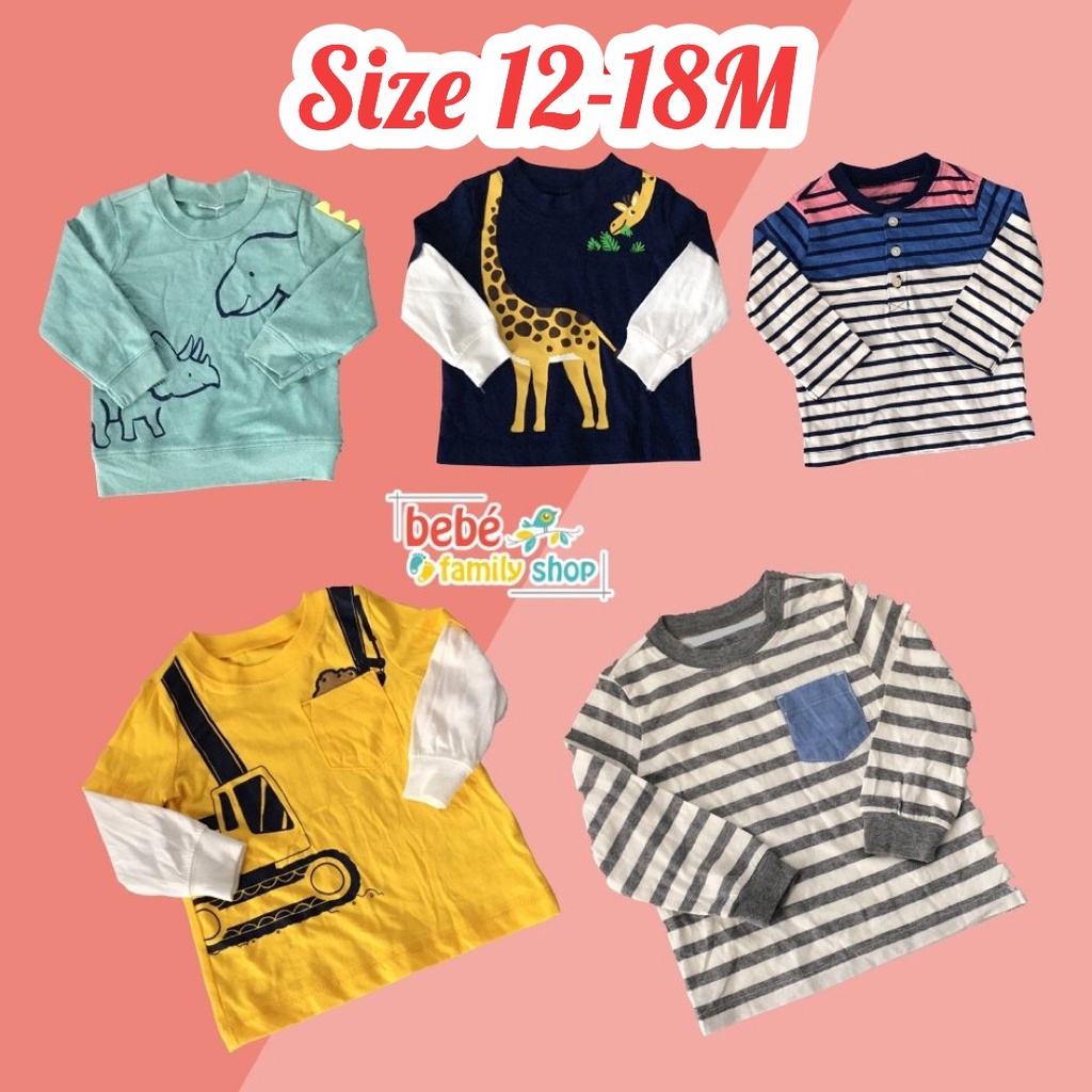 [Size 12-18M] Áo thun bé trai tay dài Carters/ áo thun bé trai dài tay thun cotton xuất dư - ATD - bebefamilyshop