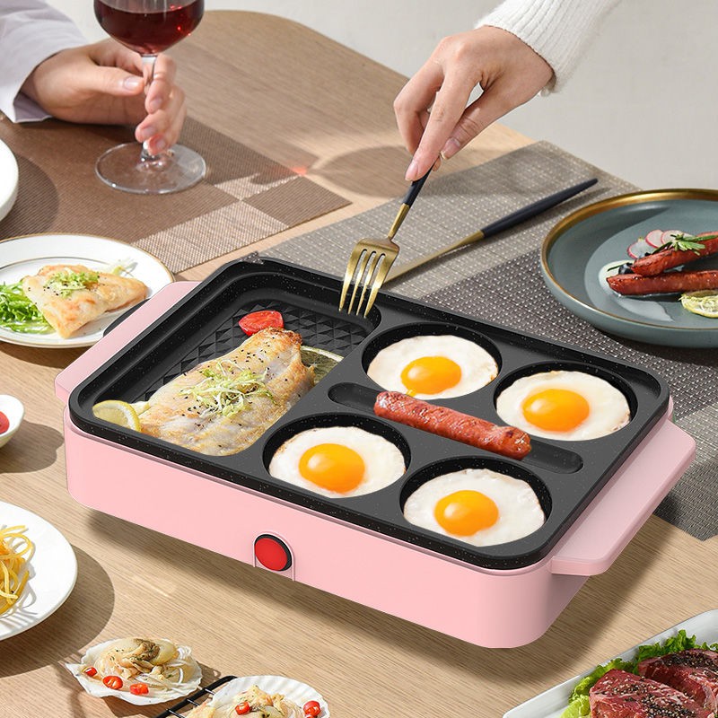 Máy chiên trứng tạo tác bánh mì kẹp thịt gia đình chống dính pancake máy ăn sáng khuôn pancake， pancake nồi bốn lỗ