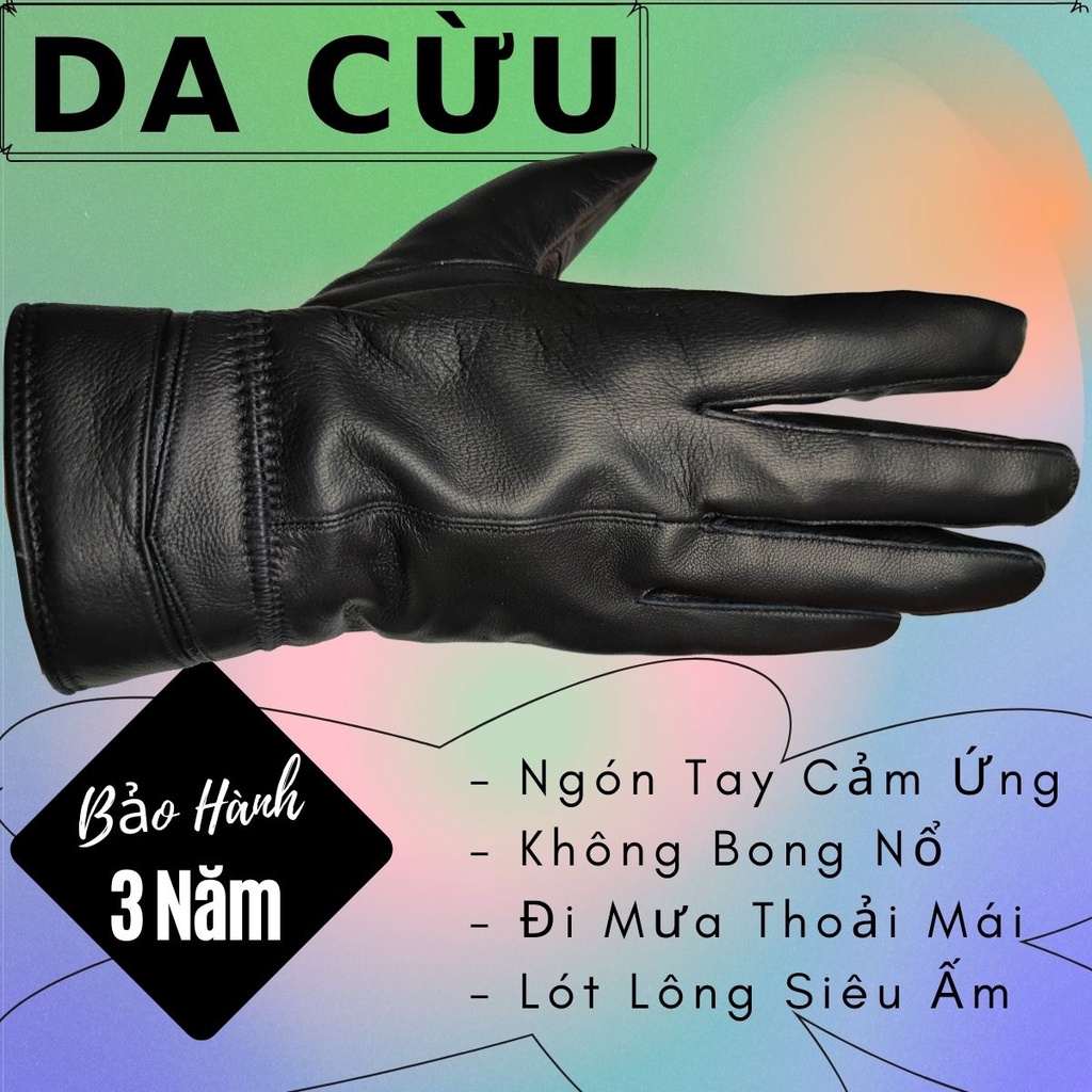 Găng Tay Da Cừu Nam Mỏng Nhẹ Lót Lông Đi Mưa Thoải Mái, Dễ Lái Xe - Không Bong Nổ - Bảo Hành Da Thật 3 Năm - M173
