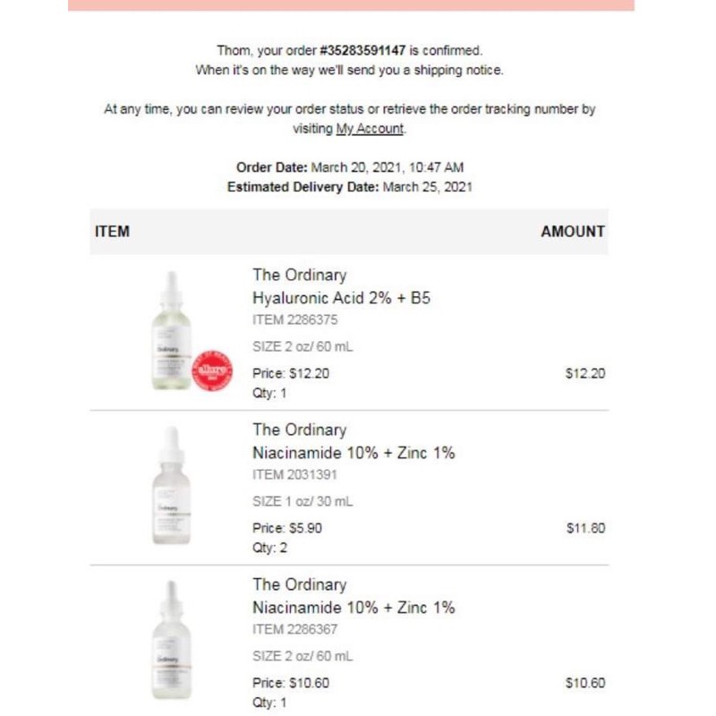 [Loại 30ml/60ml] Tinh chất Cấp nước, phục hồi da The Ordinary Hyaluronic Acid 2% + B5