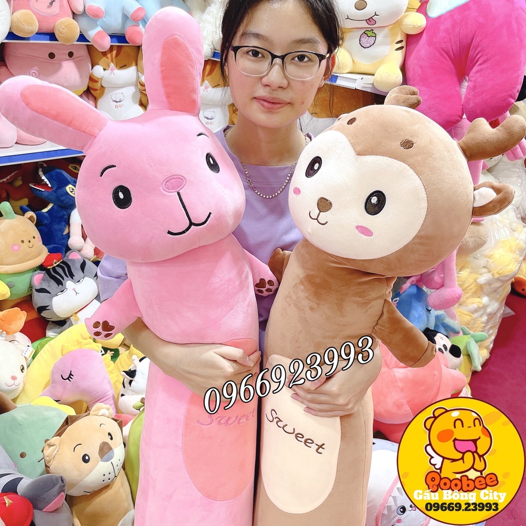 Gấu Bông Gối Ôm Hình Thú Vải Mềm Mịn Co Dãn 4 Chiều Quà Tặng Ý Nghĩa Gấu Bông City