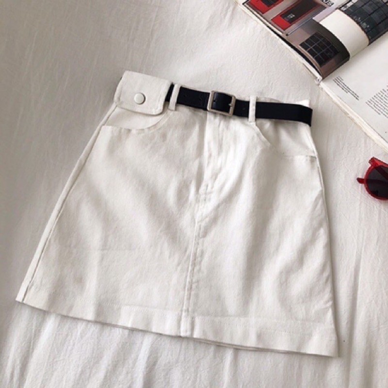 Chân váy chữ A chất thô, kaki Ulzzang hàng quảng châu - ảnh thật ++ tặng kèm đai | BigBuy360 - bigbuy360.vn